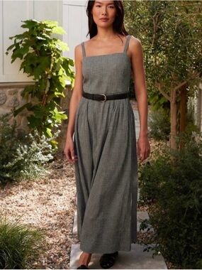 Jenni Kayne Black and White Gingham Strap Garden Maxi Dress